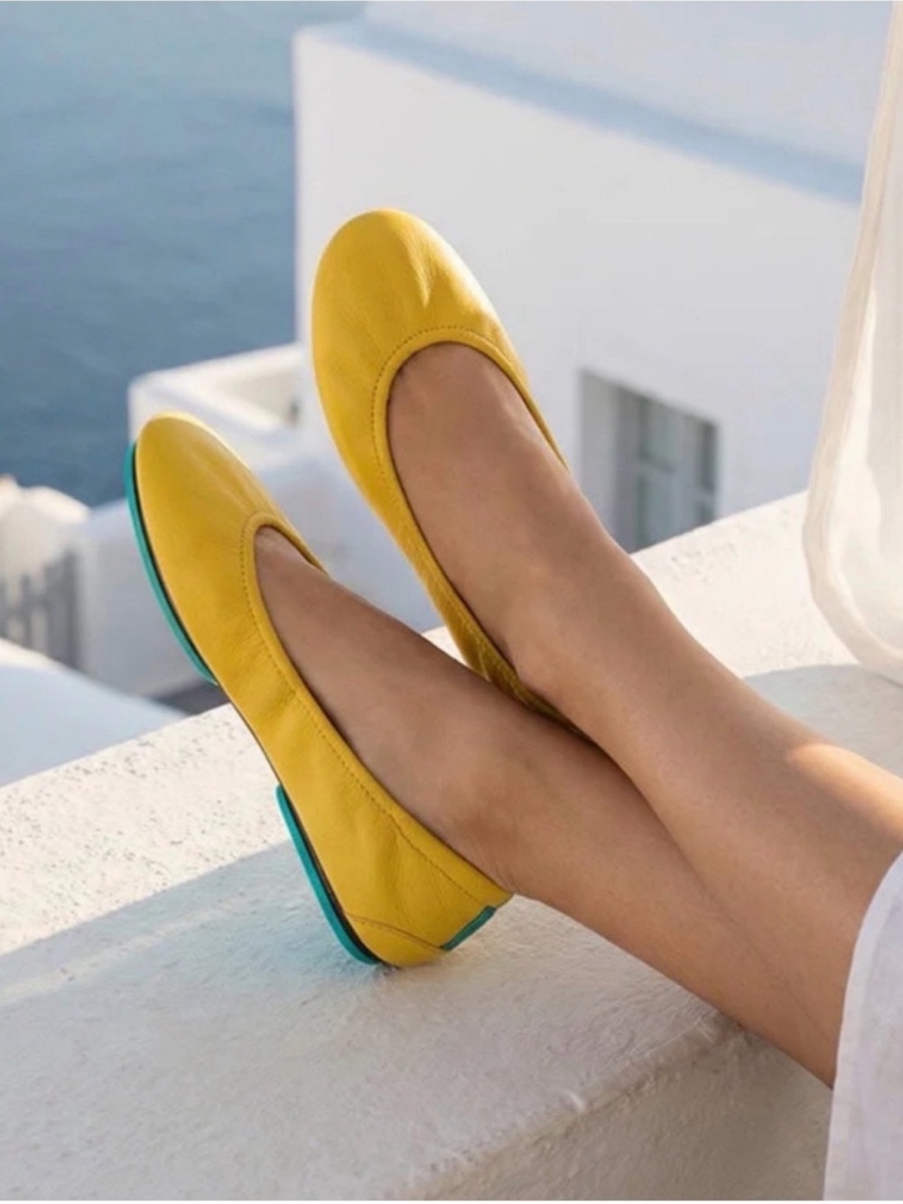 Tieks Mustard Yellow Leather Ballet Flats Size 9 Foldable Travel Shoes